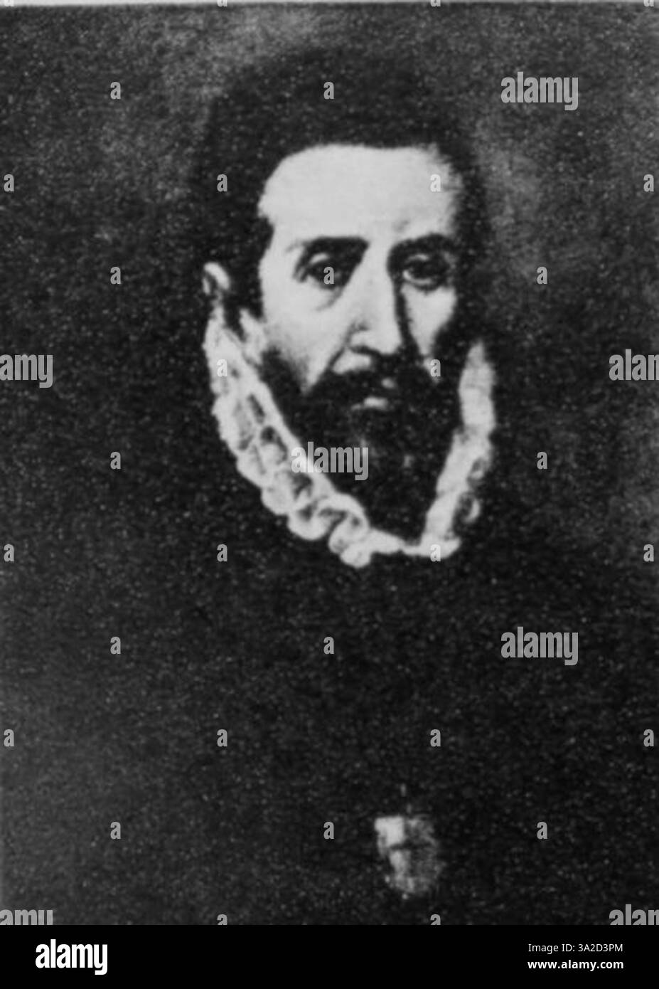 *Portrait d'un gentilhomme* von El Greco zeigt eine edle Figur mit charakteristischen, langgezogenen Merkmalen und dramatischer Farbgebung. Das Gemälde spiegelt das Geschick des Künstlers wider, die Eleganz und die Gestalt des Motivs wiederzugeben, ohne dabei seinen charakteristischen Stil zu bewahren. Stockfoto