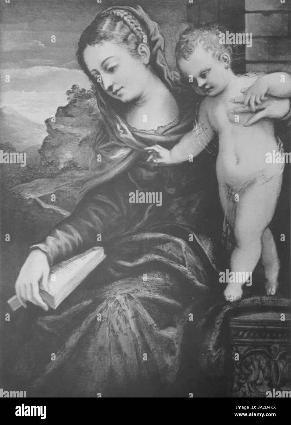 Als Beispiel für Tintorettos charakteristischen Stil zeigt dieses Werk seine charakteristische Verwendung von Licht, dramatischen Figuren und expressiven Gesten in einer historischen Szene. Stockfoto