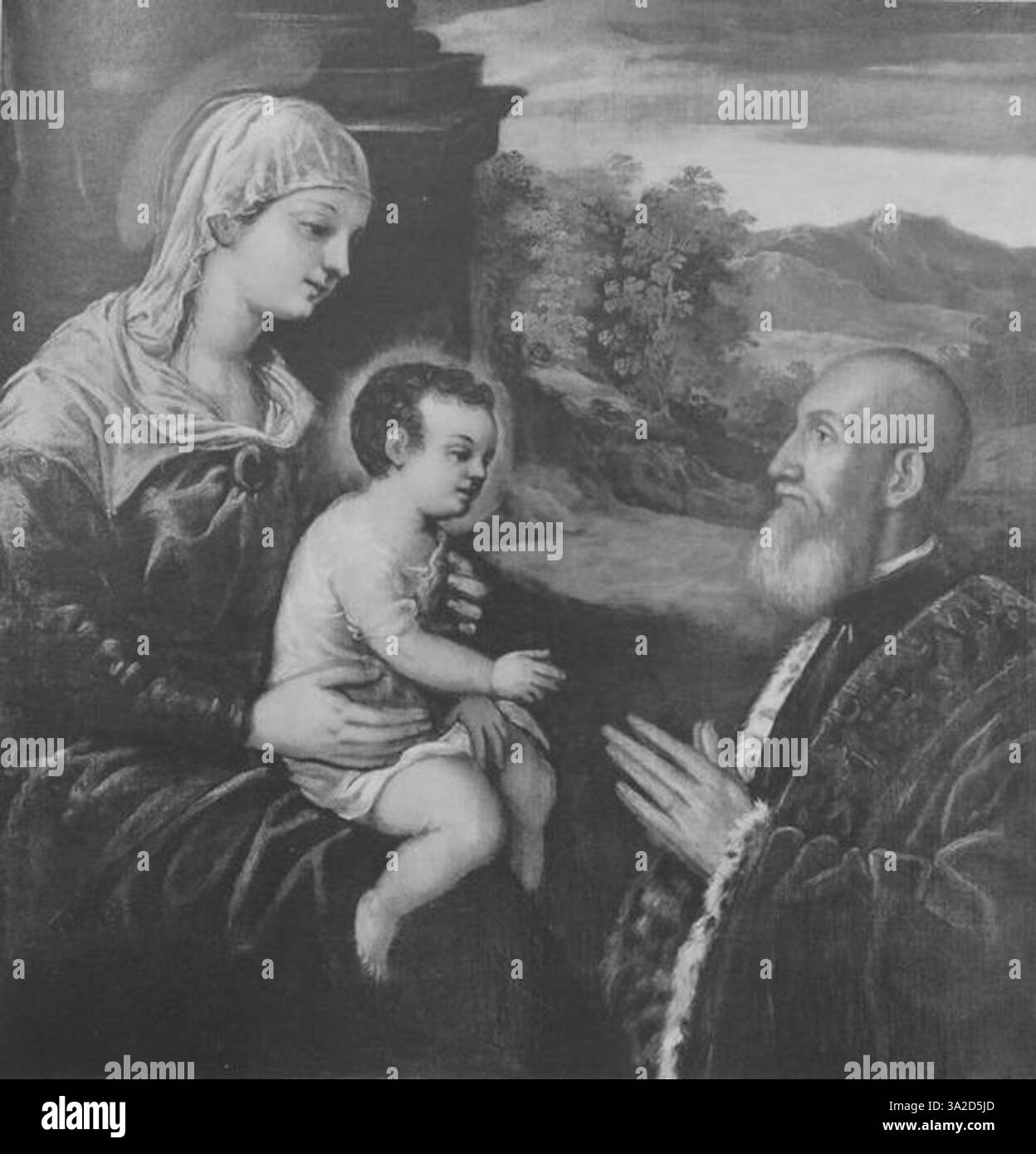 Tintoretto verwendet in diesem Gemälde seine charakteristische dramatische Beleuchtung und dynamische Figurenbewegung, um die emotionale Kraft der Szene zu verstärken. Das Kunstwerk vermittelt eine starke religiöse oder historische Erzählung. Stockfoto