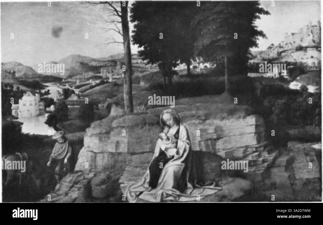 Adriaen Ysenbrants Werk, das für den Antwerpener manieristischen Stil repräsentativ ist, zeigt komplexe Figuren und detaillierte Texturen, die den naturalistischen Ansatz der Kunst der Spätgotik und Frührenaissance widerspiegeln. Die Szene, möglicherweise religiös oder historisch, wird mit sorgfältiger Aufmerksamkeit sowohl auf die Komposition als auch auf die Emotionen dargestellt. Stockfoto