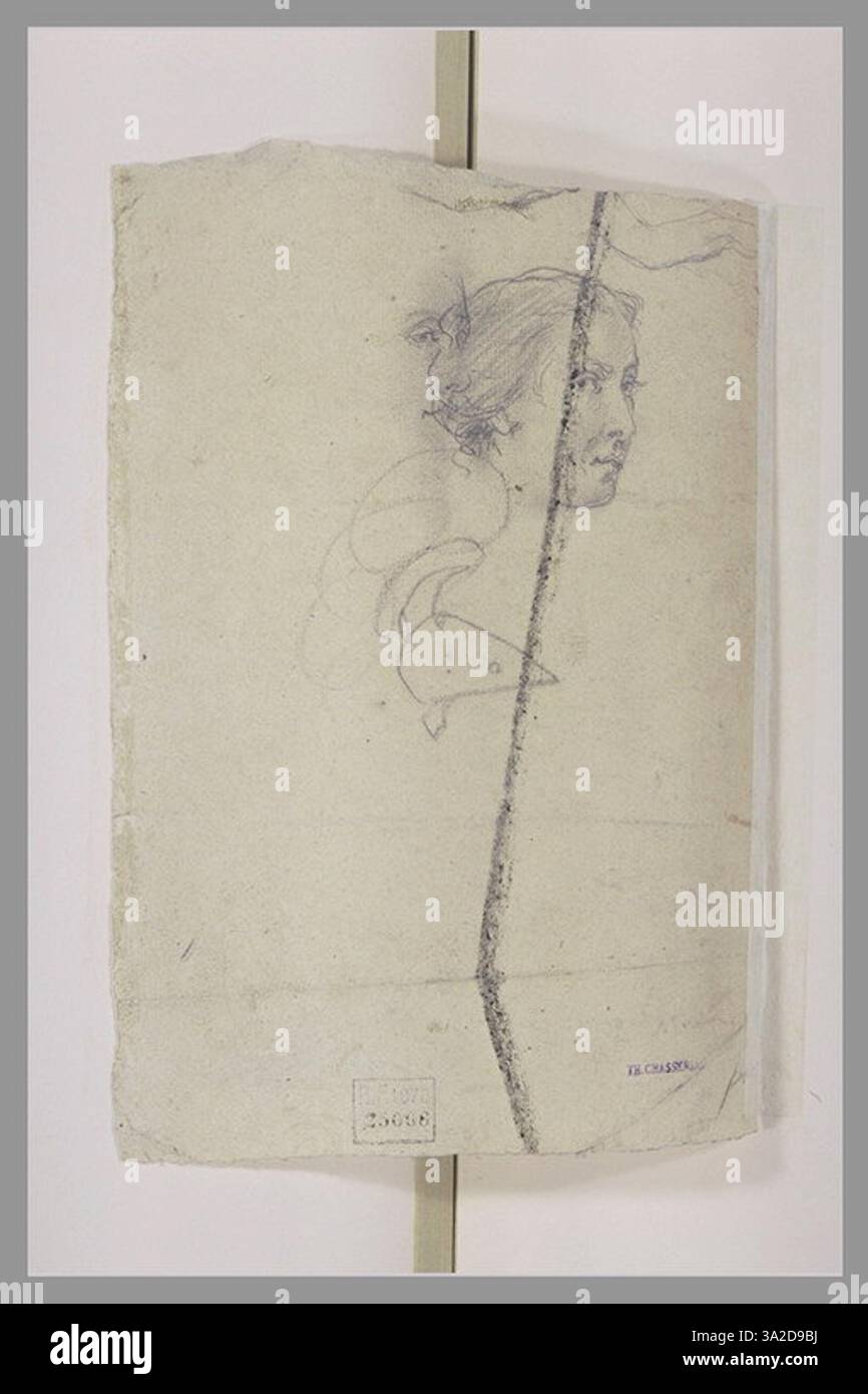 Dieses Porträt zeigt den nach rechts gedrehten Frauenkopf, der die detailreiche Darstellung des Gesichts und die Ausdrucksstärke des Blickes des Motivs unterstreicht. Stockfoto