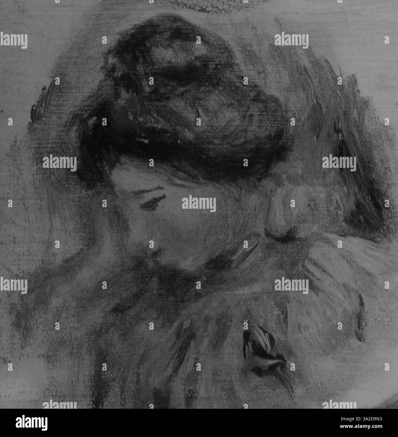 Pierre-Auguste Renoir fängt eine lebendige Szene mit dynamischen Pinselarbeiten und einer satten Farbpalette ein. Die emotionale Tiefe des Motivs wird durch lebendige Töne und sanfte Details vermittelt. Stockfoto