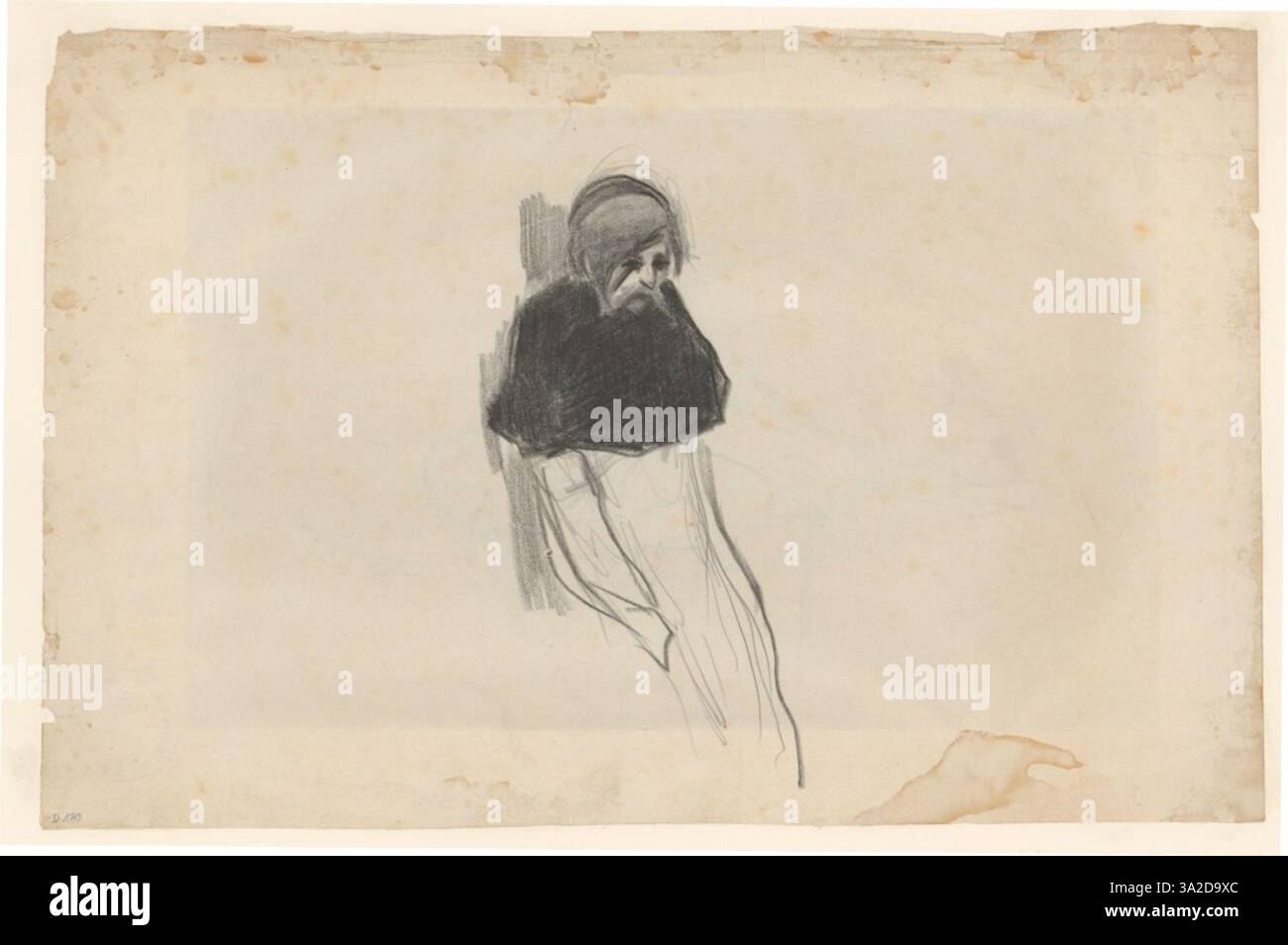 Diese Version ist eine Variante von „Personnage ailé“ und betont die dramatische Bewegung der geflügelten Figur mit einem zusätzlichen Fokus auf Geste und Symbolismus. Stockfoto