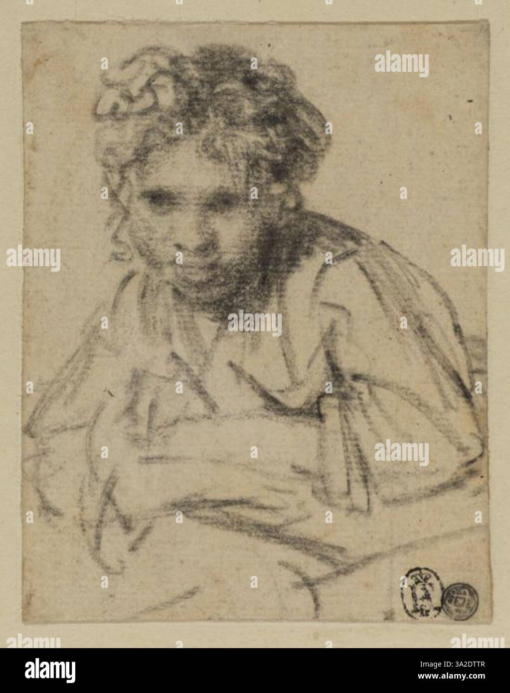 Diese Studie zu Rembrandts berühmtem Gemälde „Ein Mädchen am Fenster“ konzentriert sich auf die Komposition und das Licht und fängt die Figur in einem Moment der Introspektion Ein. Stockfoto Diese Studie zu Rembrandts berühmtem Gemälde „Ein Mädchen am Fenster“ konzentriert sich auf die Komposition und das Licht und fängt die Figur in einem Moment der Introspektion Ein. Stockfoto
