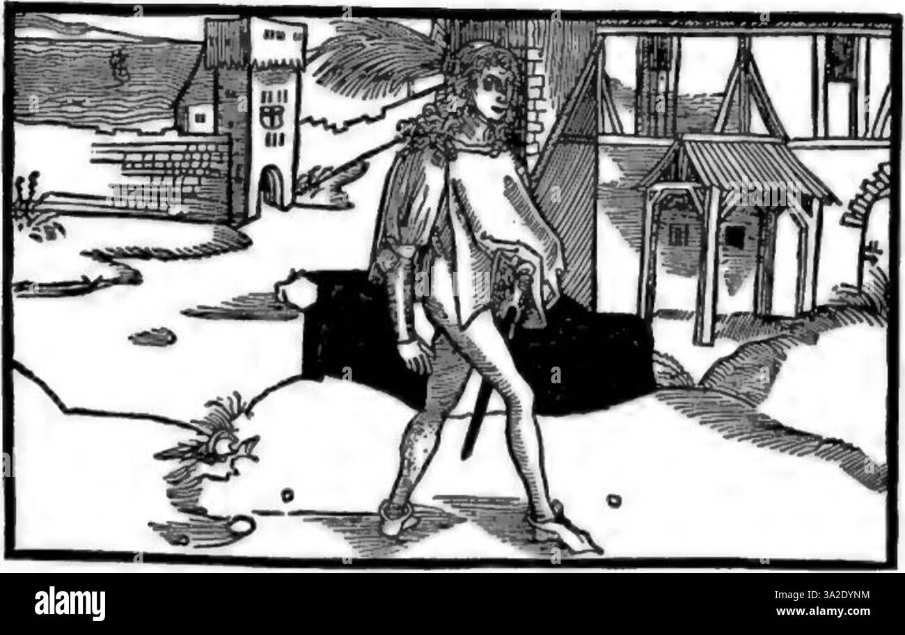 Dürers „Kurth“-Gravur zeigt seine Fähigkeit, Textur und Tiefe durch fachkundigen Einsatz von Gravurtechniken zu vermitteln, die für seine Werke der Nördlichen Renaissance emblematisch sind. Stockfoto