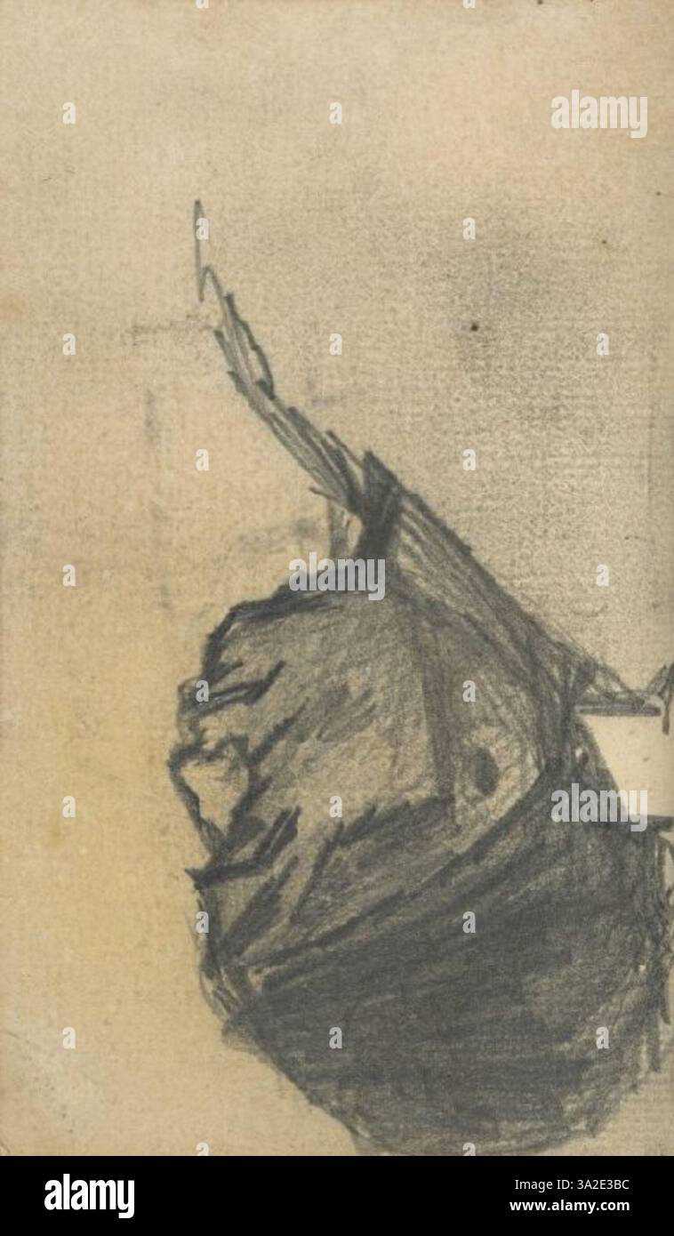 Diese Arbeit veranschaulicht Van Goghs Beherrschung von Farbkontrasten und ausdrucksstarken Pinselarbeiten, die eine starke visuelle Wirkung in der Landschaft erzeugen. Stockfoto