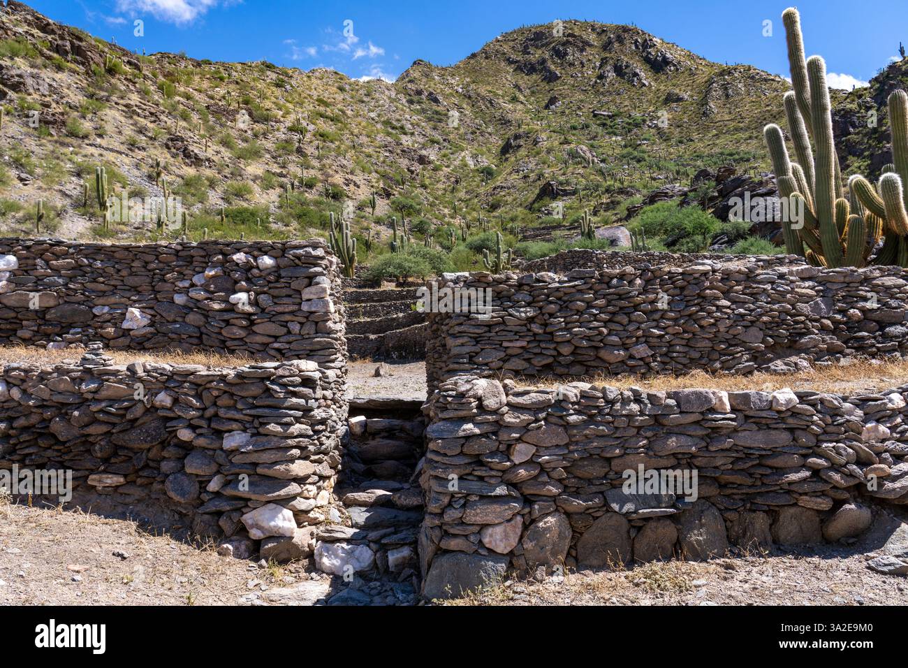 Die prähispanischen Ruinen des Quilmes Archeological Park in Tucuman, Argentinien. Stockfoto