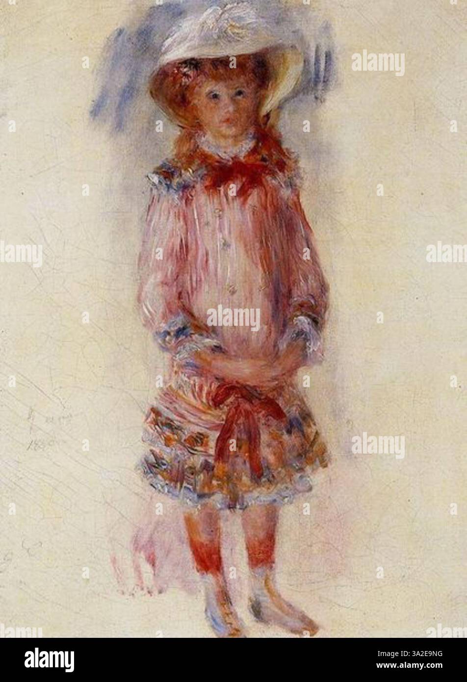 „Georgette Charpentier en Pied“ zeigt Georgette in anmutiger Pose. Renoir setzt Farbe und Licht ein und unterstreicht ihre elegante Präsenz in der Komposition. Stockfoto