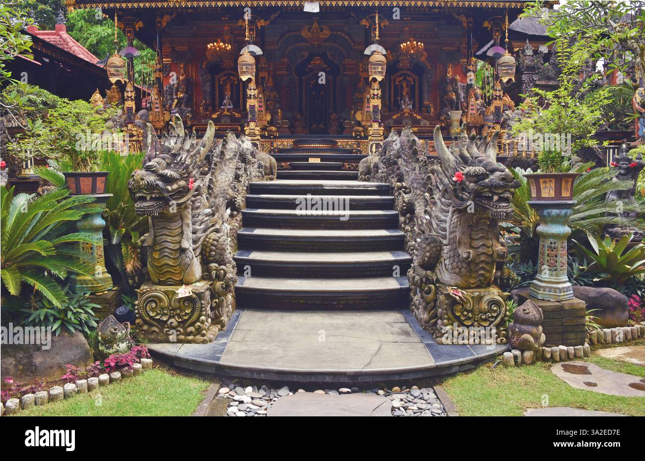 Eintritt zum Puri Lagon Tempel, Indonesien, Bali, Ubud Stockfoto