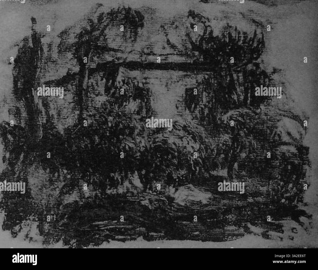 Dieses Stück von Pierre-Auguste Renoir (1841–1919) zeigt seine außergewöhnliche Fähigkeit, Licht und Textur darzustellen. Die charakteristischen Pinselstriche von Renoir und das Zusammenspiel von Farben erwecken die Szene zum Leben und heben Bewegung und Stille hervor. Stockfoto