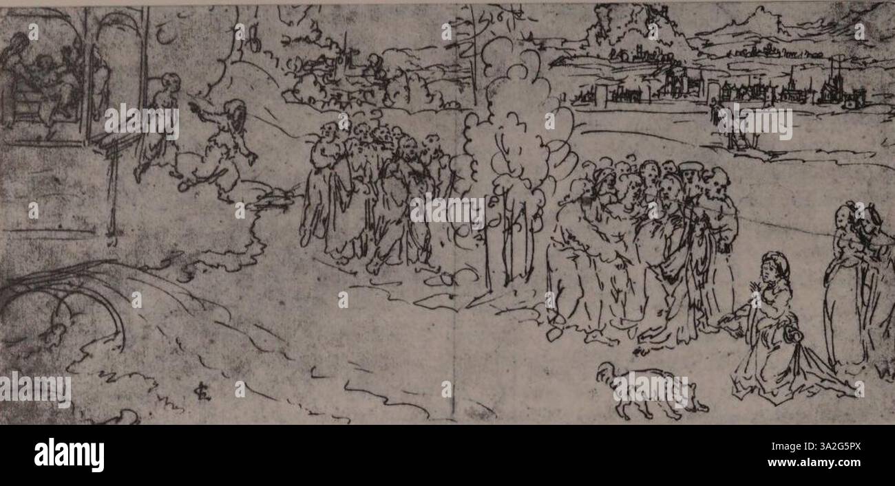 Dieses Werk aus der Cranach-Reihe zeigt ein biblisches oder historisches Thema, mit einem Schwerpunkt auf detaillierten Kompositionen und Renaissance-Techniken zur Darstellung religiöser Themen. Stockfoto