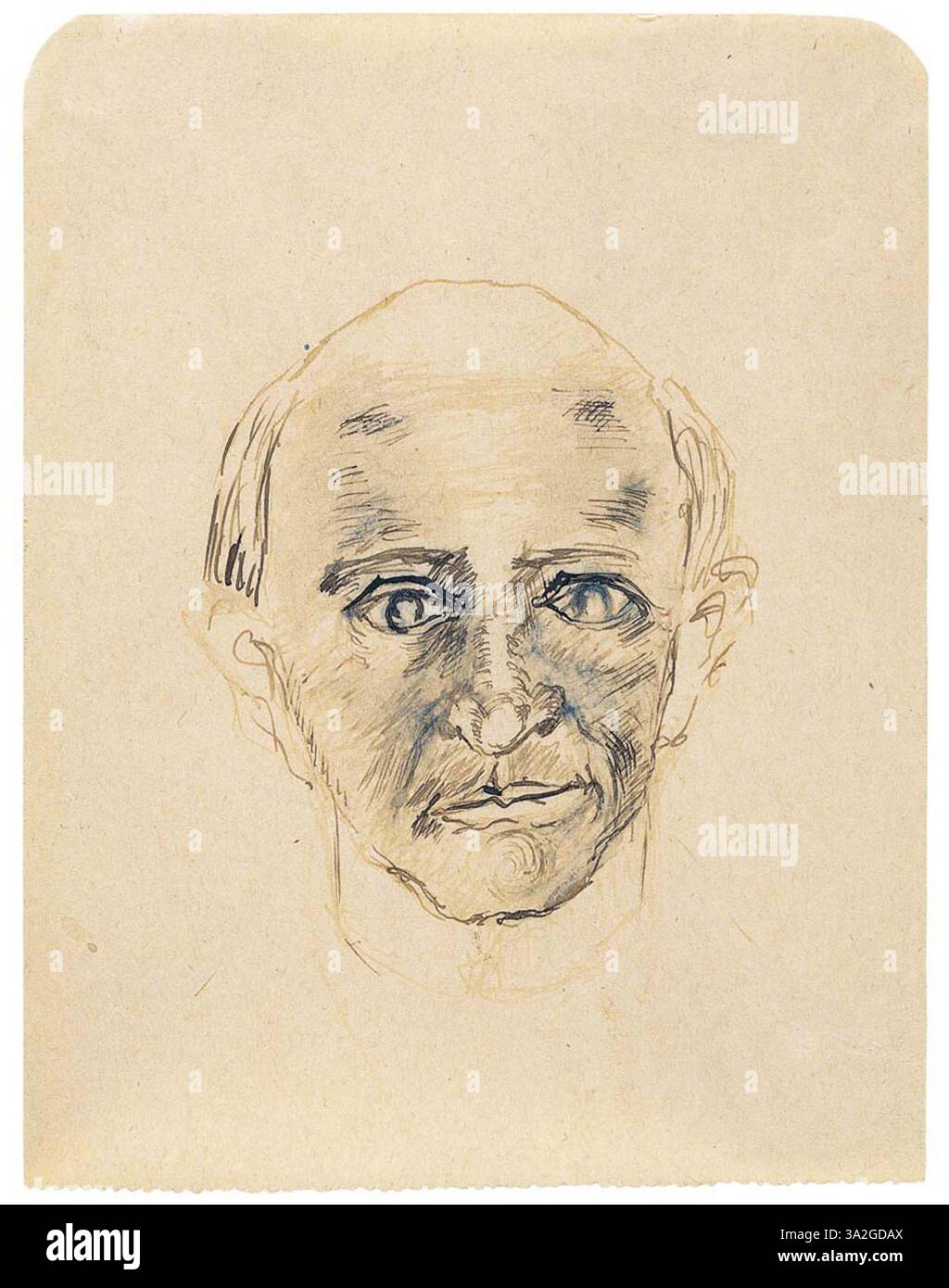 Das Kunstwerk stellt Arnold Schönberg dar, einen der einflussreichsten Komponisten des 20. Jahrhunderts, bekannt für seine Zwölftontechnik, die den Kurs der westlichen Klassik veränderte. Stockfoto