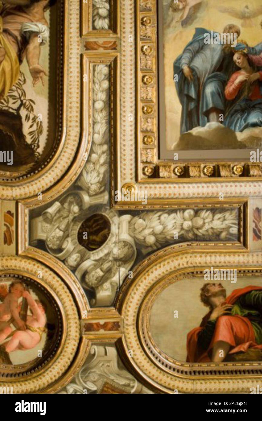Adamo Ed Eva cacciati dal paradiso terrestre von Veronese veranschaulicht die Vertreibung von Adam und Eva aus dem Garten Eden. Das Gemälde verwendet starke Kontraste und lebhafte Farben, um die emotionale Spannung der Szene hervorzuheben. Stockfoto Adamo Ed Eva cacciati dal paradiso terrestre von Veronese veranschaulicht die Vertreibung von Adam und Eva aus dem Garten Eden. Das Gemälde verwendet starke Kontraste und lebhafte Farben, um die emotionale Spannung der Szene hervorzuheben. Stockfoto