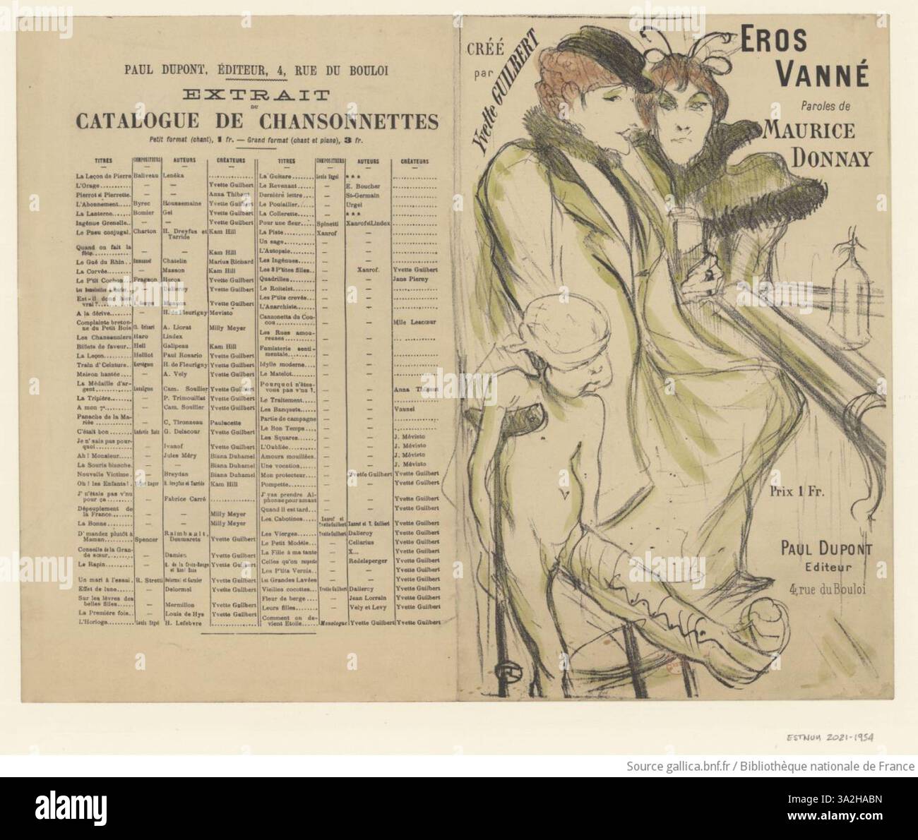 In „Eros vanné“ zeigt Toulouse-Lautrec mit scharfen Linien und Schatten Eros, das Symbol der Liebe, in einem Zustand körperlicher Erschöpfung. Dieses Stück erforscht die Dualität von Leidenschaft und Müdigkeit, die mit der charakteristischen emotionalen Tiefe und dem rohen Ausdruck des Künstlers dargestellt wird. Stockfoto