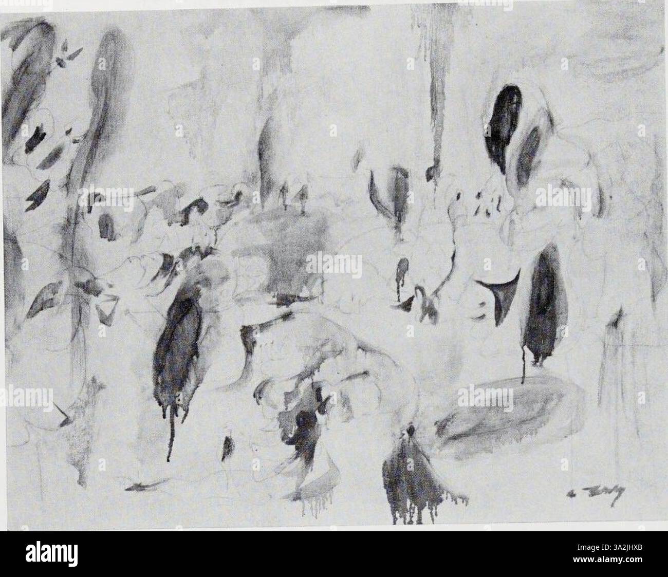 Arshile Gorkys 268. Werk vereint kühne organische Formen und lebendige Farbtöne. Die fließenden Pinselstriche erzeugen ein Gefühl von Bewegung und betonen die emotionale Energie der Komposition. Stockfoto