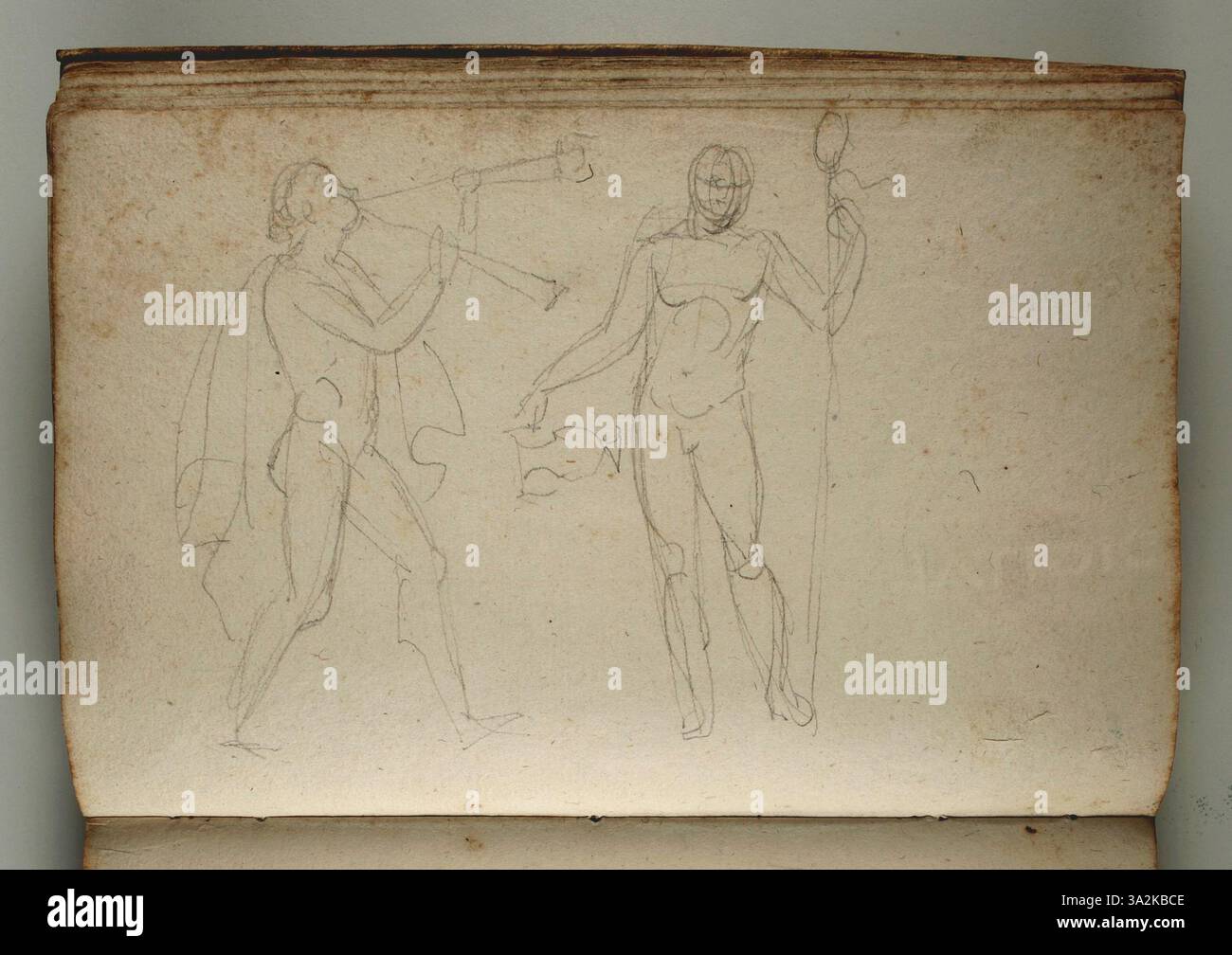 Thorvaldsens Skulptur unterstreicht die Fähigkeit des Künstlers, eine perfekte Mischung aus klassischem Einfluss und Naturalismus zu erreichen. Die Figur steht mit anmutigen Proportionen, die ein idealisiertes Gefühl von Stärke und Schönheit wecken. Stockfoto