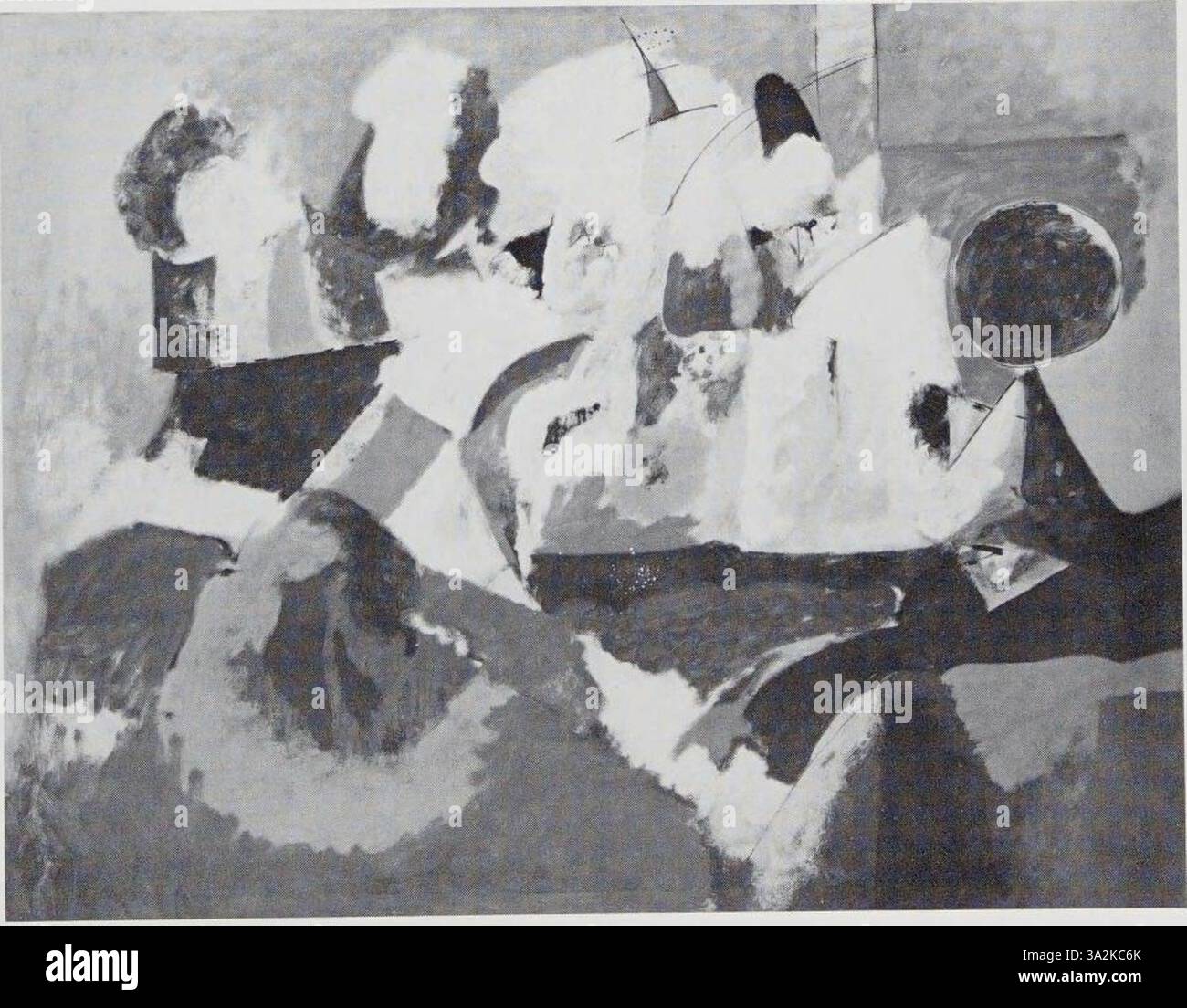 Arshile Gorkys 266. Gemälde zeigt eine Mischung aus organischer Abstraktion und fließenden Pinselarbeiten. Die Komposition verwendet kräftige, kontrastierende Farben, um ein Gefühl von Bewegung und emotionaler Tiefe zu wecken. Stockfoto