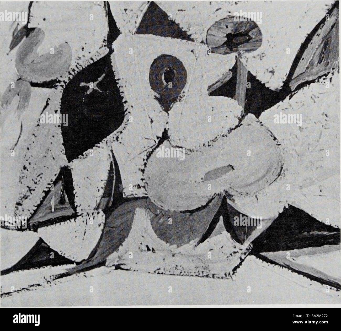 Dieses abstrakte Werk von Arshile Gorky zeichnet sich durch organische Formen aus, die mit lebhaften Farbkontrasten verflochten sind. Die dynamische Komposition fängt ein Gefühl von Spannung und emotionalem Ausdruck ein. Stockfoto