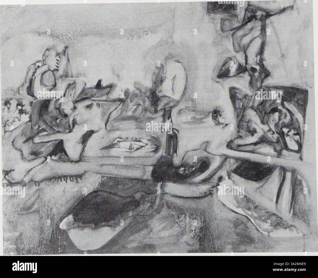 Dieses Gemälde von Arshile Gorky zeigt dynamische Pinselstriche und organische Abstraktion. Das Zusammenspiel der Farben erzeugt ein Gefühl emotionaler Tiefe und Bewegung. Stockfoto