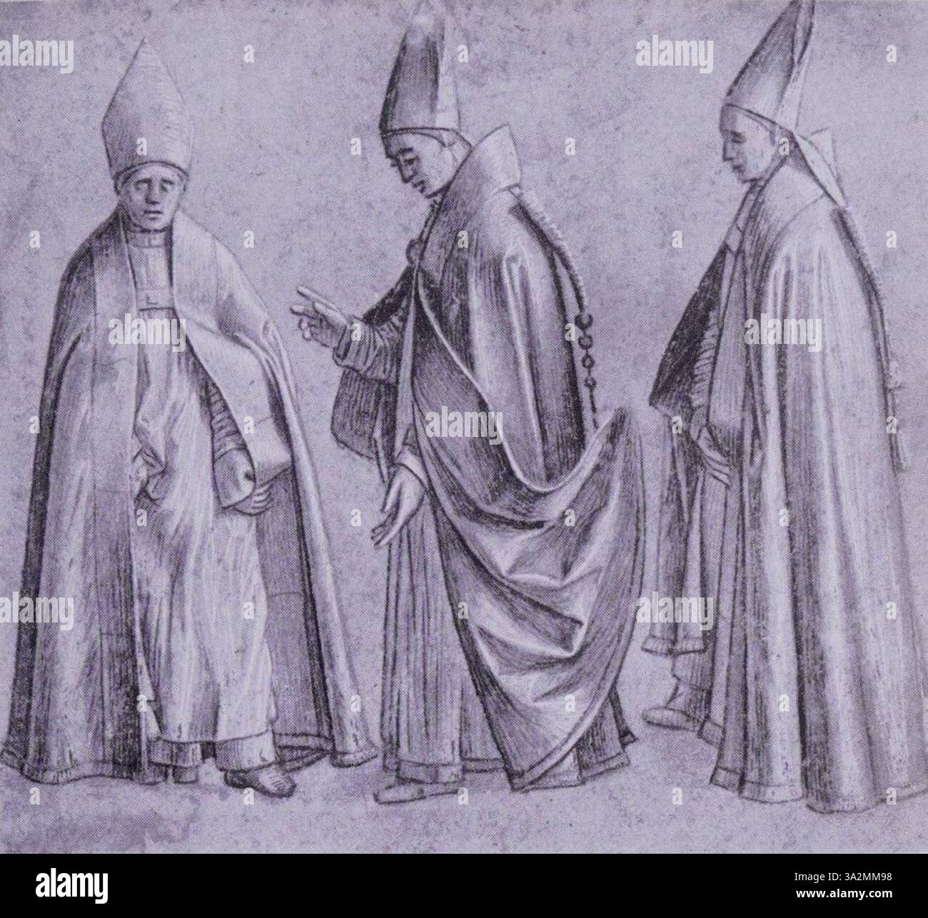 Carpaccios Recto-Studie konzentriert sich auf die feinen Details der Figurenanatomie und -Haltung und zeigt seine Meisterschaft in der menschlichen Form und in der Renaissance-Technik. Stockfoto