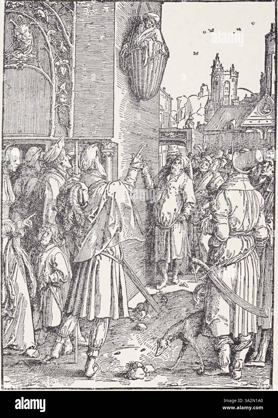 Lucas van Leydens Hollstein 089 zeigt ein religiöses Motiv, das mit hoher Präzision und emotionaler Intensität durch detaillierte Gravuren dargestellt wird. Stockfoto