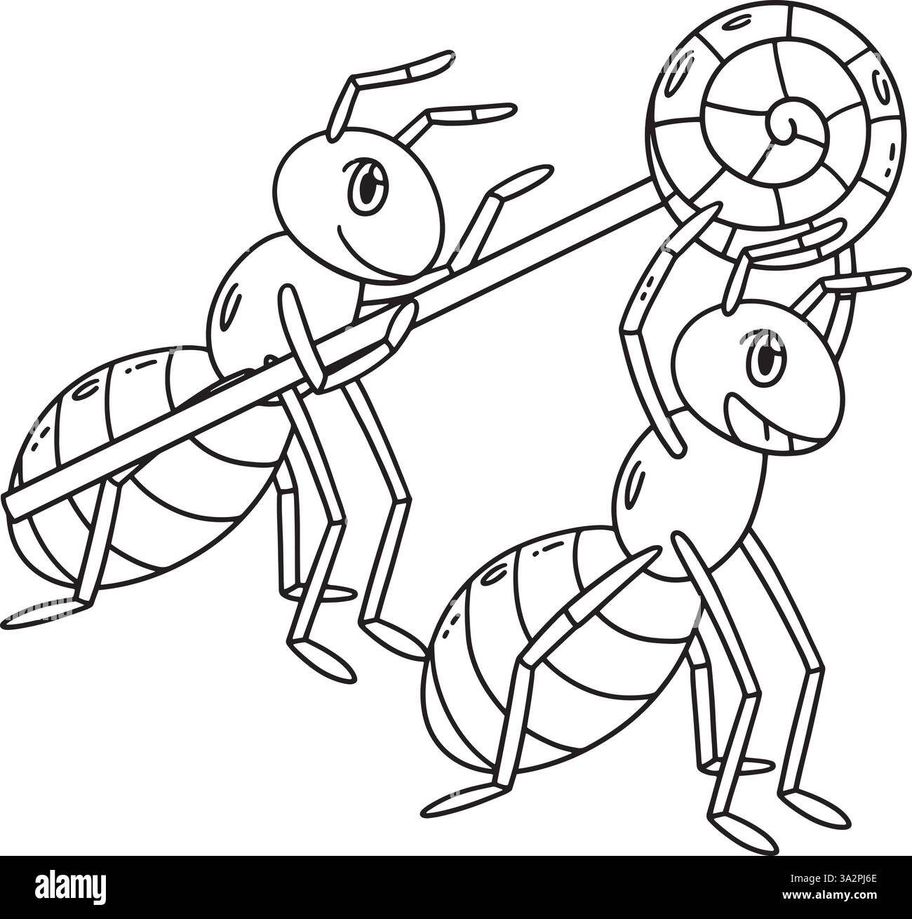 Ameisen heben eine Lutscher-isolierte Farbseite auf Stock Vektor