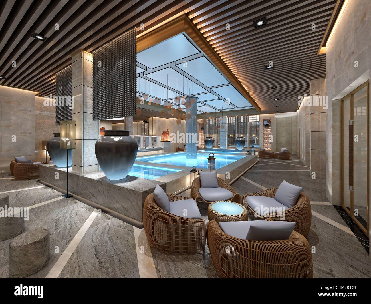 3D-Pool, Fitnesscenter Stockfoto