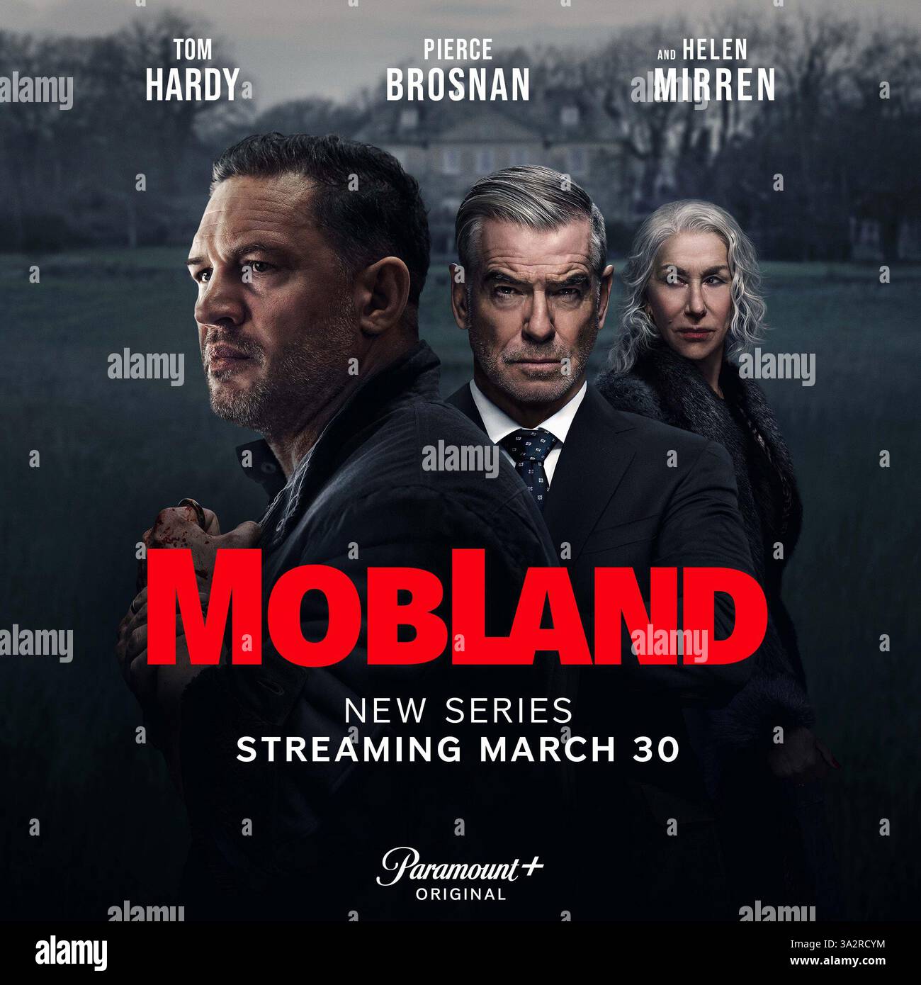 MobLand Tom Hardy, Pierce Brosnan Poster Stockfoto