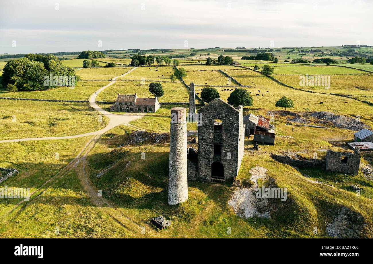 Magpie Mine stillgelegte industrielle Bleimine in der Nähe von Ashford, Derbyshire, Großbritannien. Geschlossen 1958 nach 200 Jahren Nutzung. Blick nach Süden Stockfoto