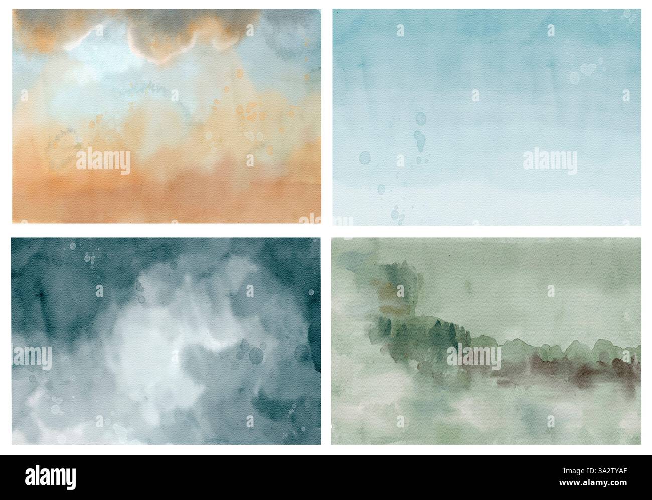 Wunderschöne abstrakte Aquarellmuster, die ein Gefühl der Ruhe und die wunderschöne Ruhe der Natur hervorrufen Stockfoto