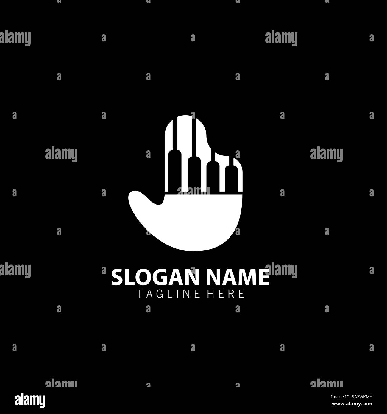 Hand Pianologo Design Vektor Stock Vektor