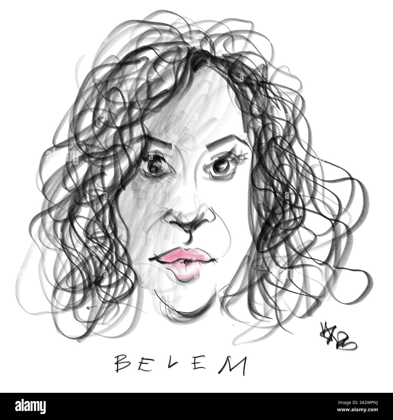 Bleistiftporträt des Autors Belem Stockfoto