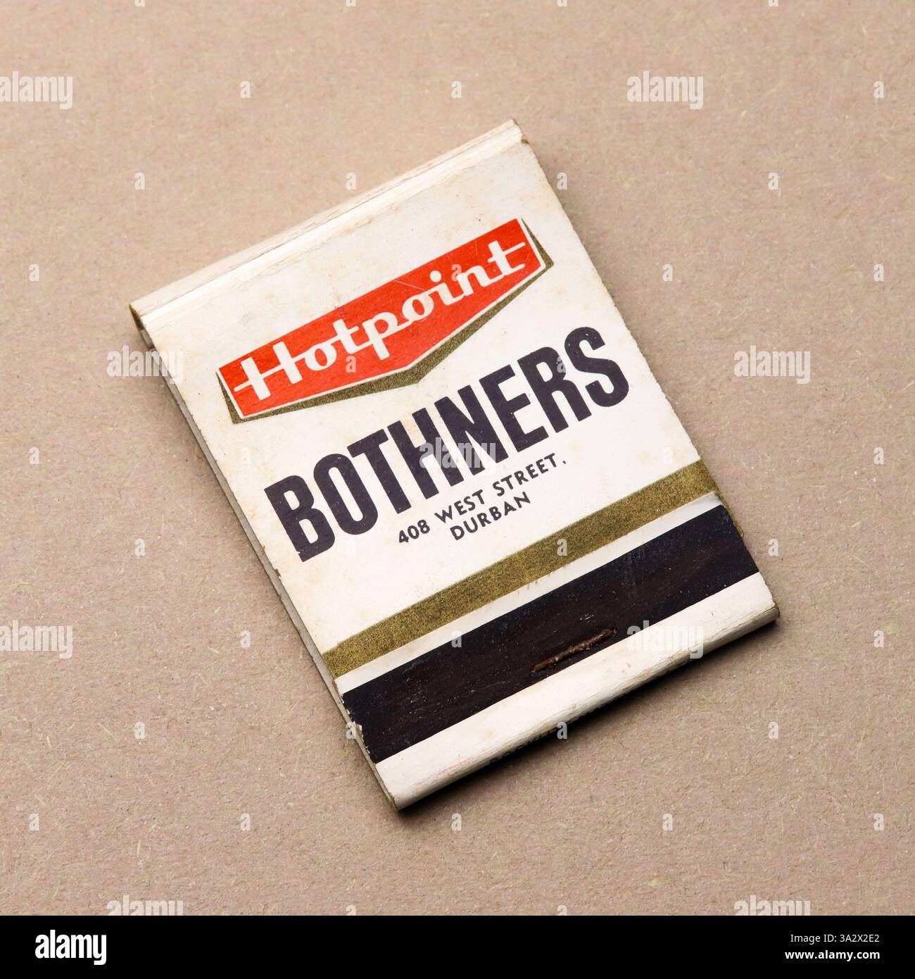 Hotpoint Bothners 1960er Jahre alte Streichholzbuch Stockfoto
