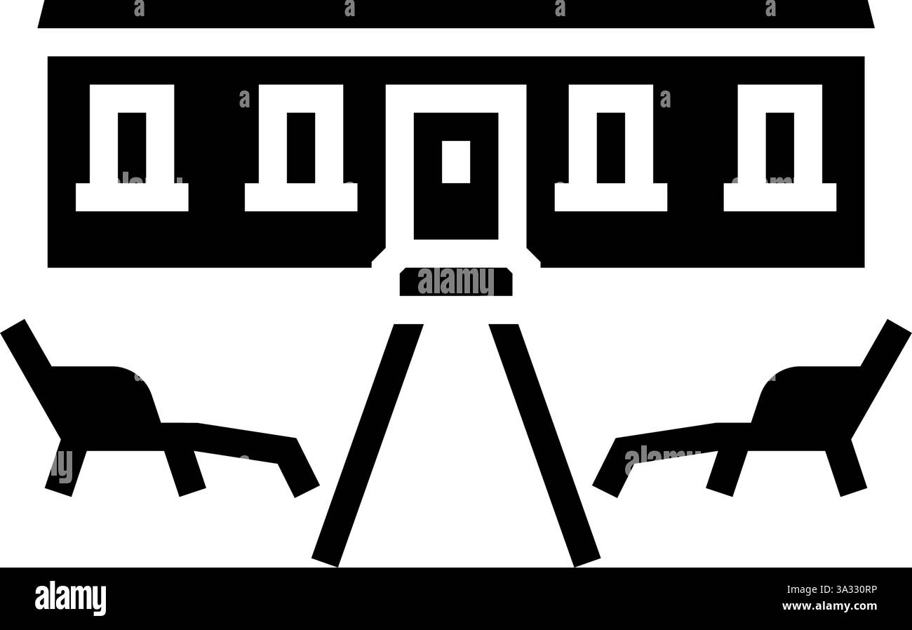 Rasenstuhl außerhalb des Mobilheims Glyphe Symbol Vektor Illustration Stock Vektor
