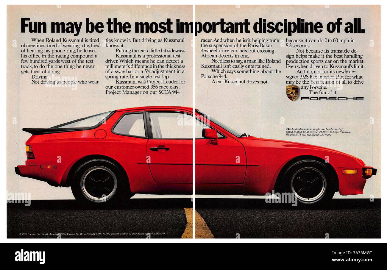 1985 Porsche 944 Anzeige Stockfoto