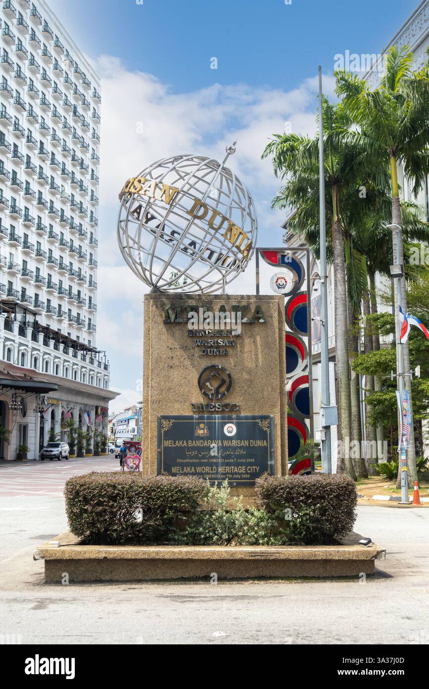 Das zum UNESCO-Weltkulturerbe gehörende Stadtdenkmal Melaka befindet sich in Bandar Hilir, Melaka, Malaysia Stockfoto