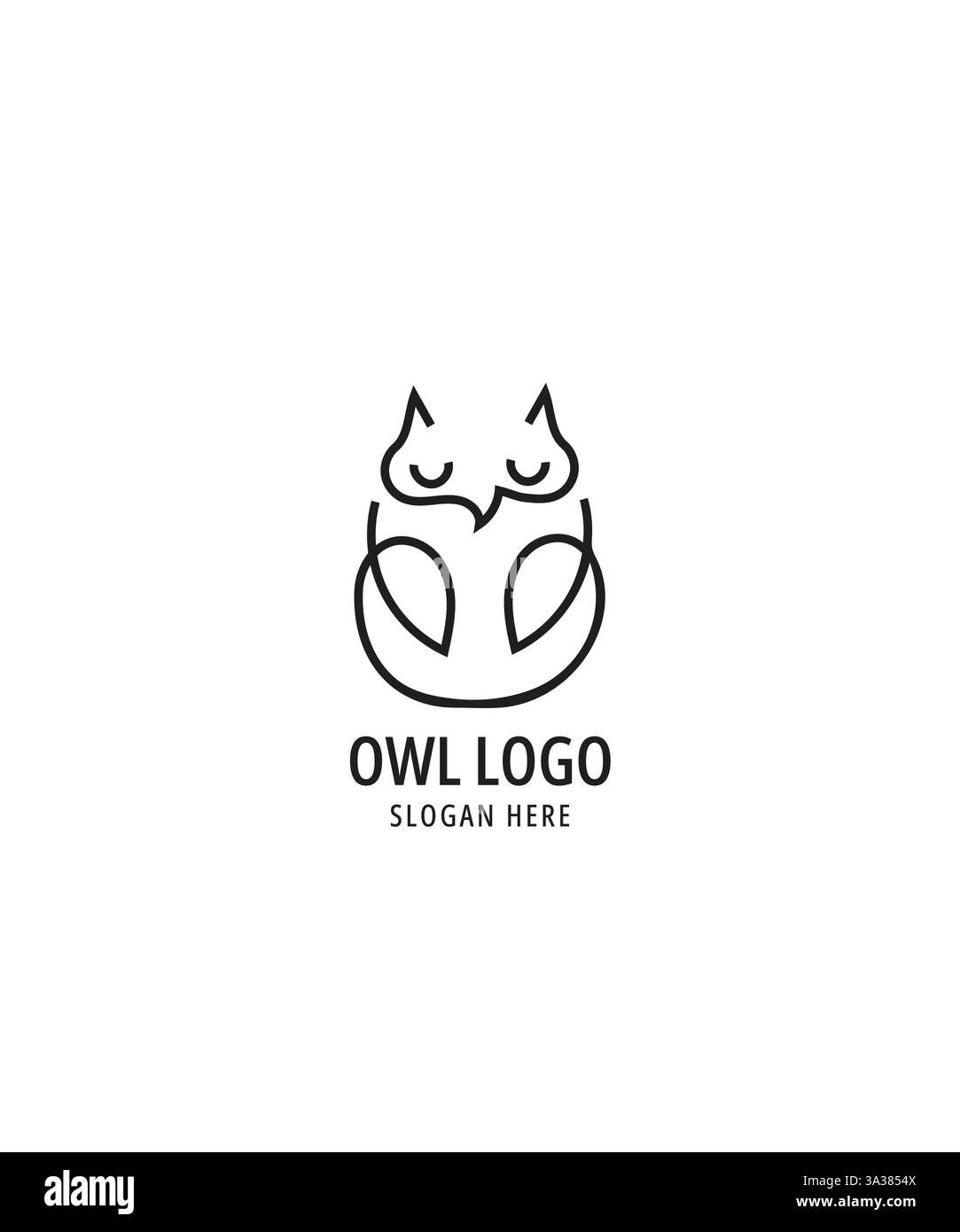 Emblem Owl Logo, elegantes schwarzes Eulen-Logo Kunstvektor,. Creative Owl Logo Design Stock Vektor