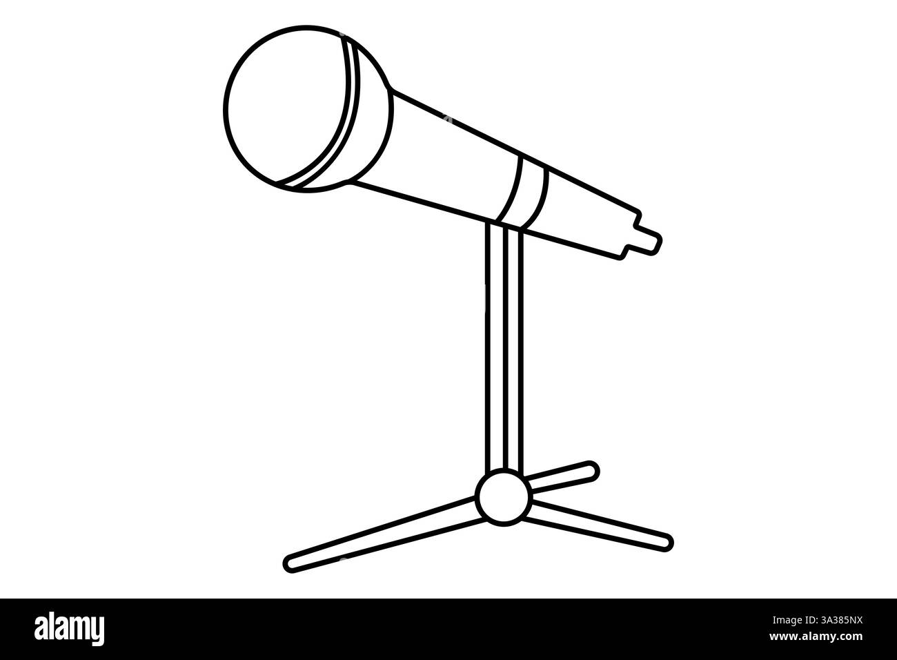 Durchgehende einzeilige Zeichnung der einfachen Vektorgrafik des Mikrofons Stock Vektor