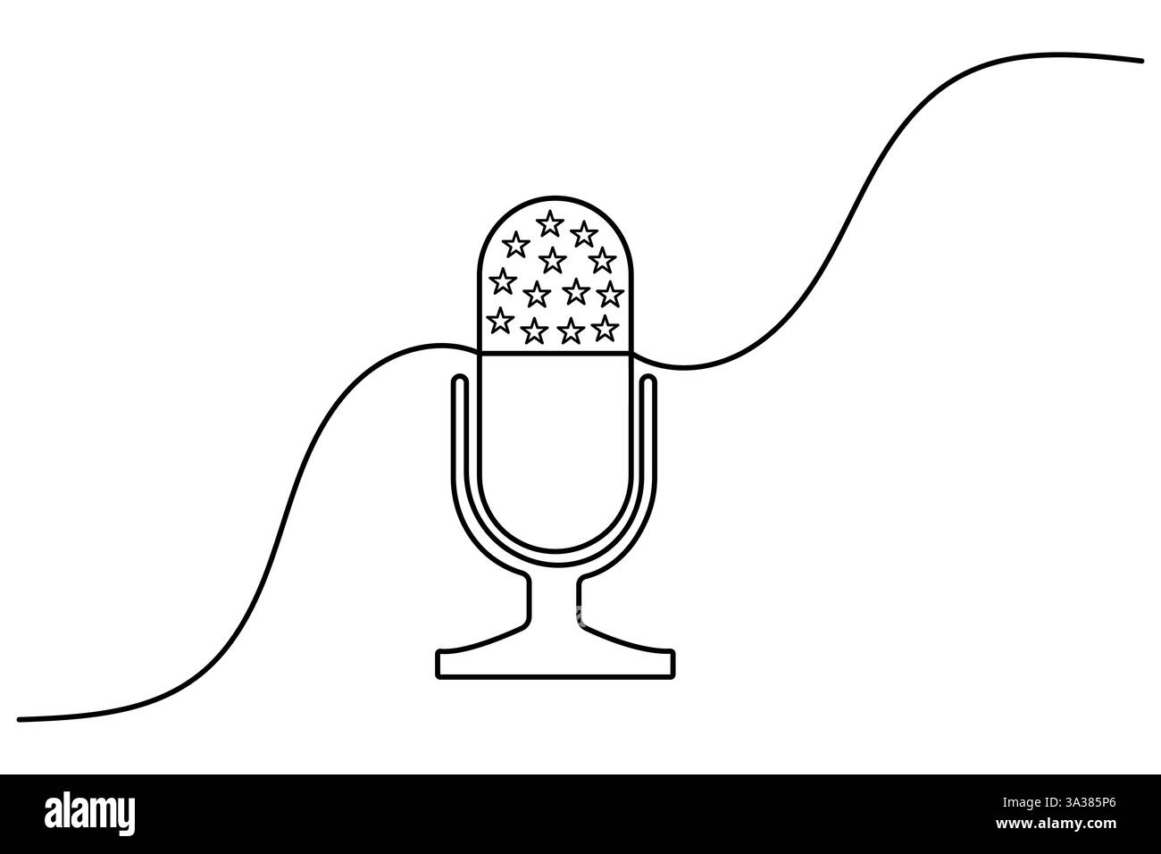 Durchgehende einzeilige Zeichnung der einfachen Vektorgrafik des Mikrofons Stock Vektor