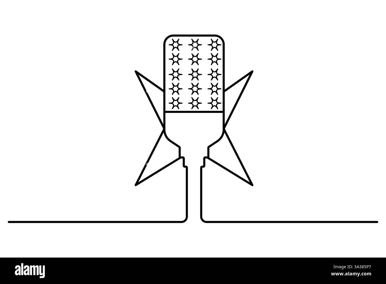 Durchgehende einzeilige Zeichnung der einfachen Vektorgrafik des Mikrofons Stock Vektor