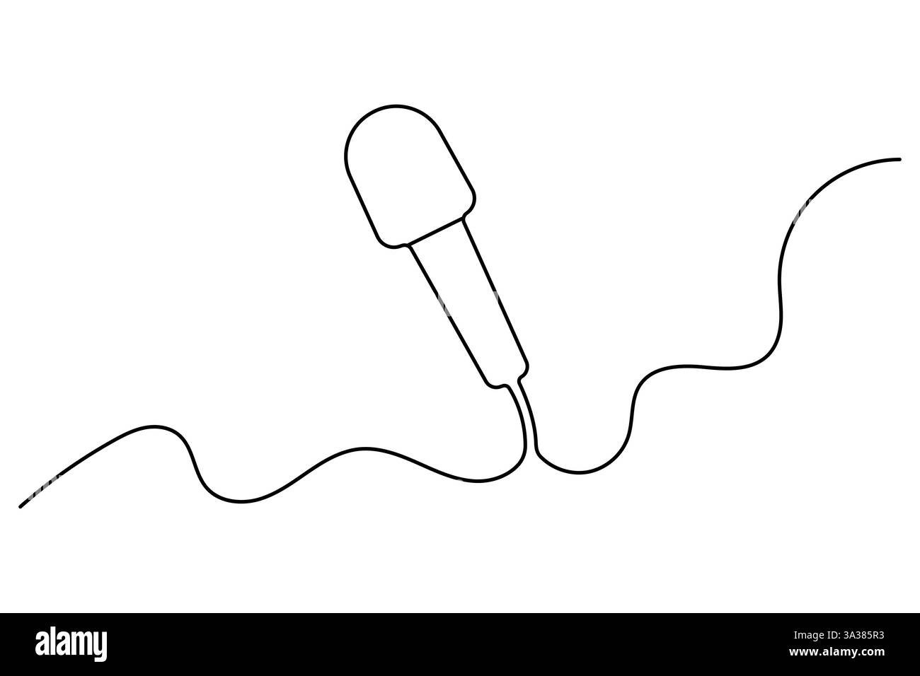 Durchgehende einzeilige Zeichnung der einfachen Vektorgrafik des Mikrofons Stock Vektor