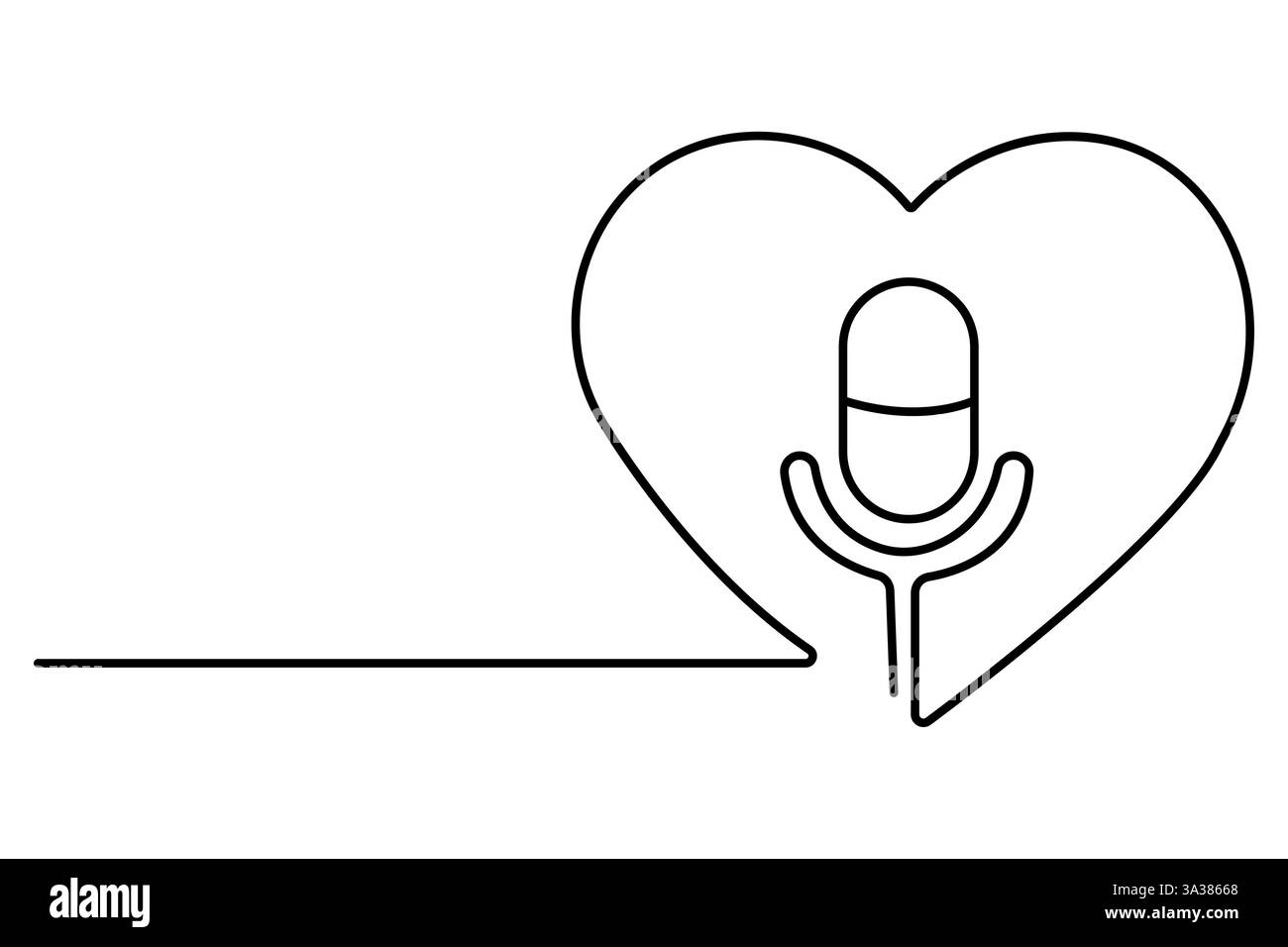 Durchgehende einzeilige Zeichnung der einfachen Vektorgrafik des Mikrofons Stock Vektor