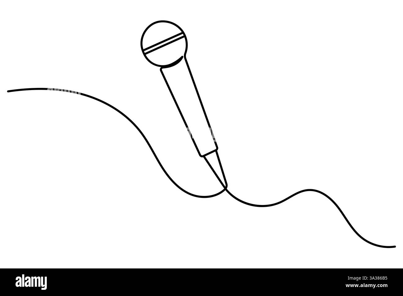 Durchgehende einzeilige Zeichnung der einfachen Vektorgrafik des Mikrofons Stock Vektor