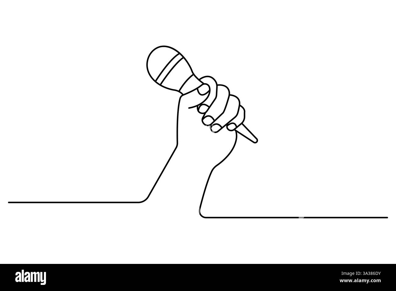 Durchgehende einzeilige Zeichnung der einfachen Vektorgrafik des Mikrofons Stock Vektor