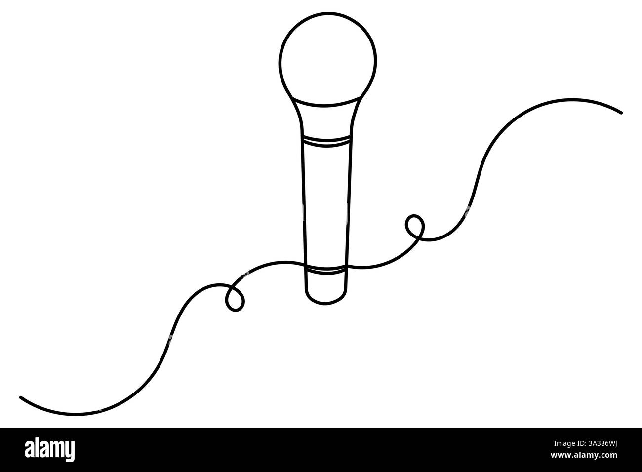 Durchgehende einzeilige Zeichnung der einfachen Vektorgrafik des Mikrofons Stock Vektor
