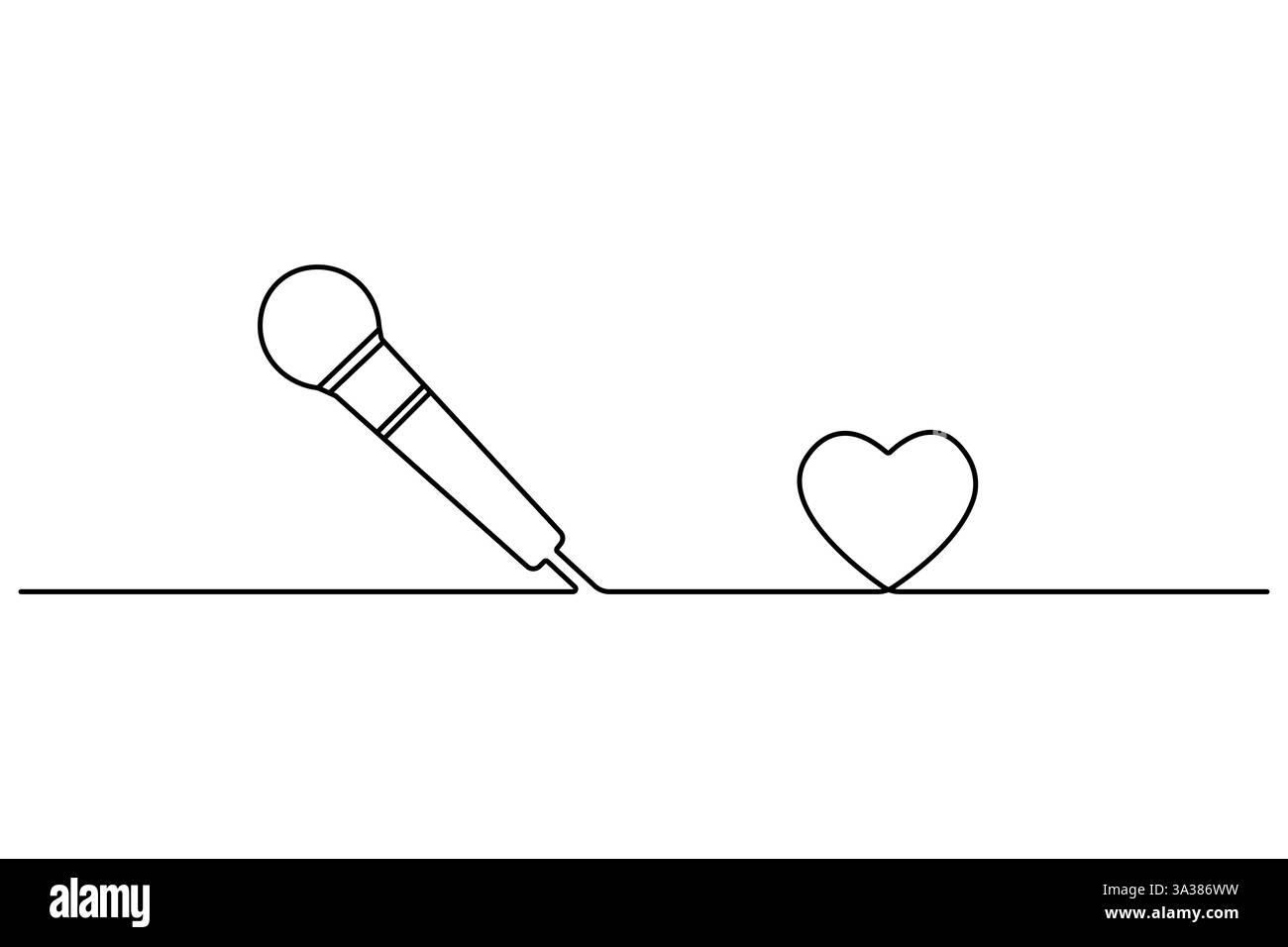 Durchgehende einzeilige Zeichnung der einfachen Vektorgrafik des Mikrofons Stock Vektor