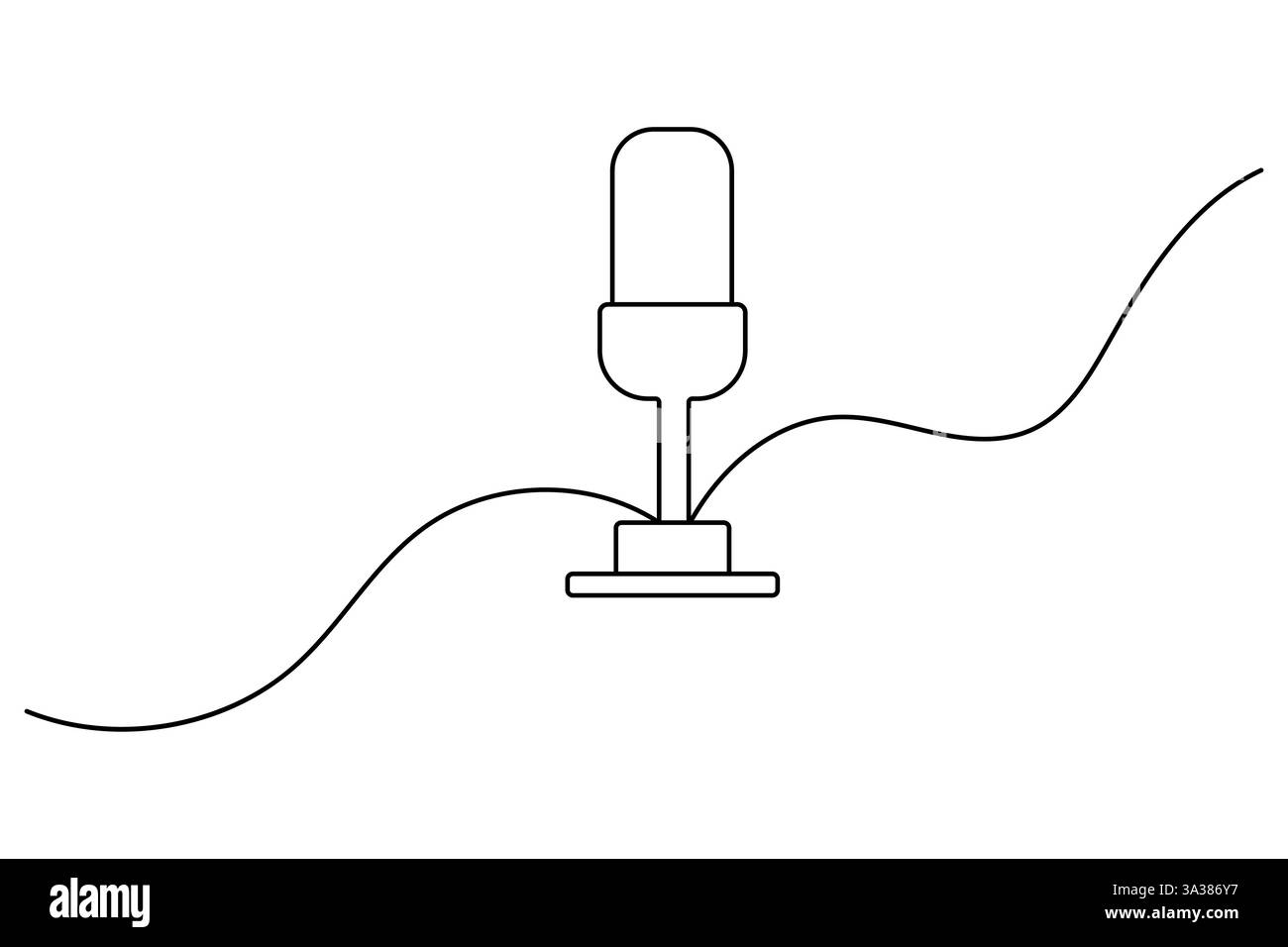 Durchgehende einzeilige Zeichnung der einfachen Vektorgrafik des Mikrofons Stock Vektor