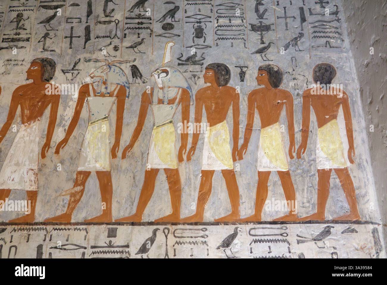 Innendetail des Grabes des Pharao Horemheb, KV57 im Tal der Könige, Luxor Ägypten Stockfoto