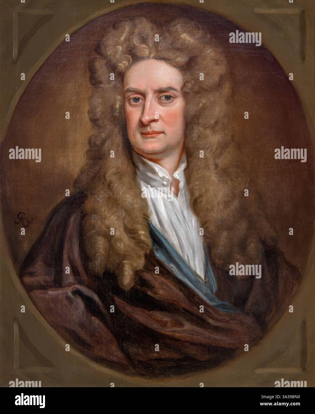 Sir Isaac Newton (1642–1727), Porträt des englischen Physikers und Mathematikers von Sir Godfrey Kneller, Öl auf Leinwand, um 1702 Stockfoto