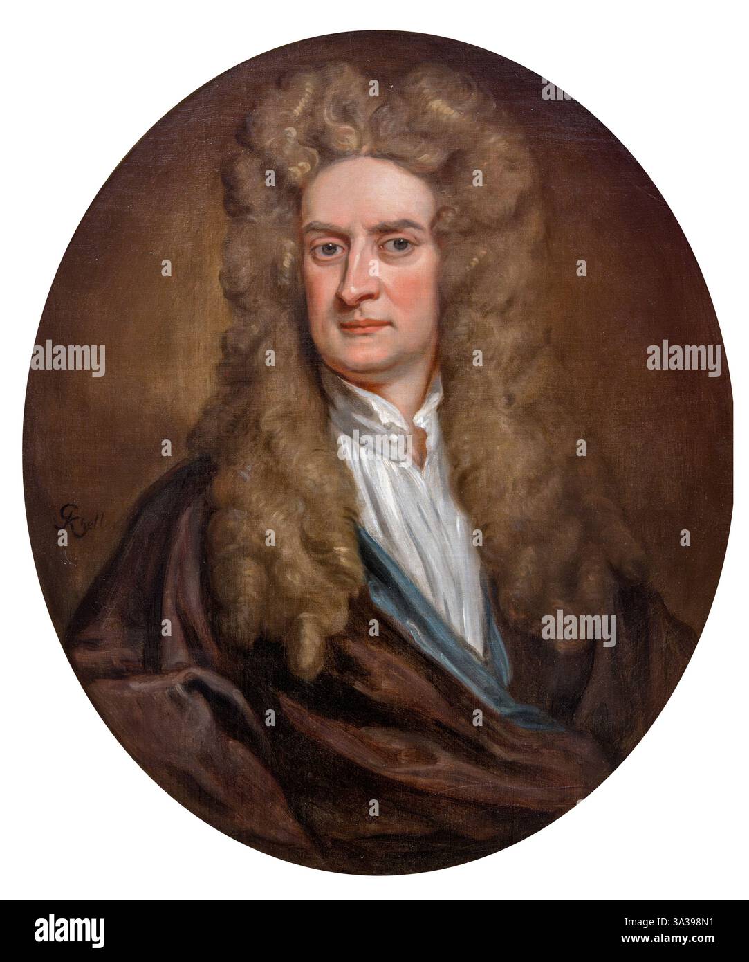 Sir Isaac Newton (1642–1727), Porträt des englischen Physikers und Mathematikers von Sir Godfrey Kneller, Öl auf Leinwand, um 1702 Stockfoto